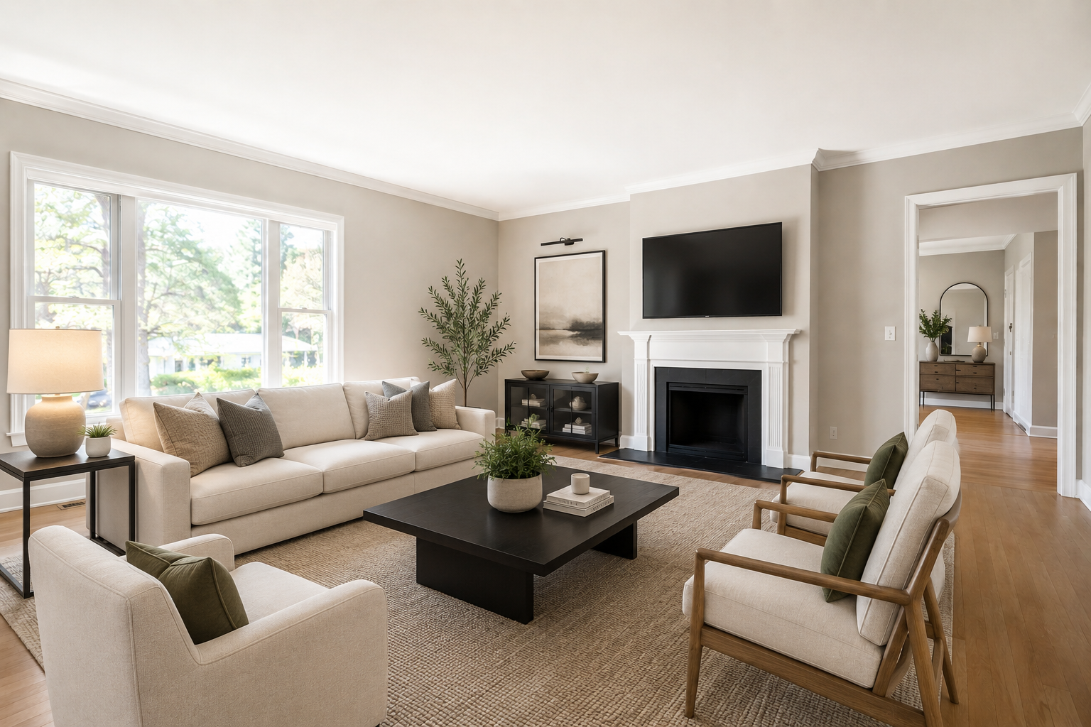 Virtually staged living room